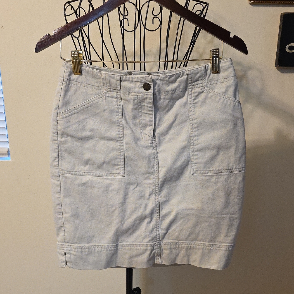 Light Off White Denim Skirt Womens Jones New York Sport Stretch 4 (Jennifer #22)